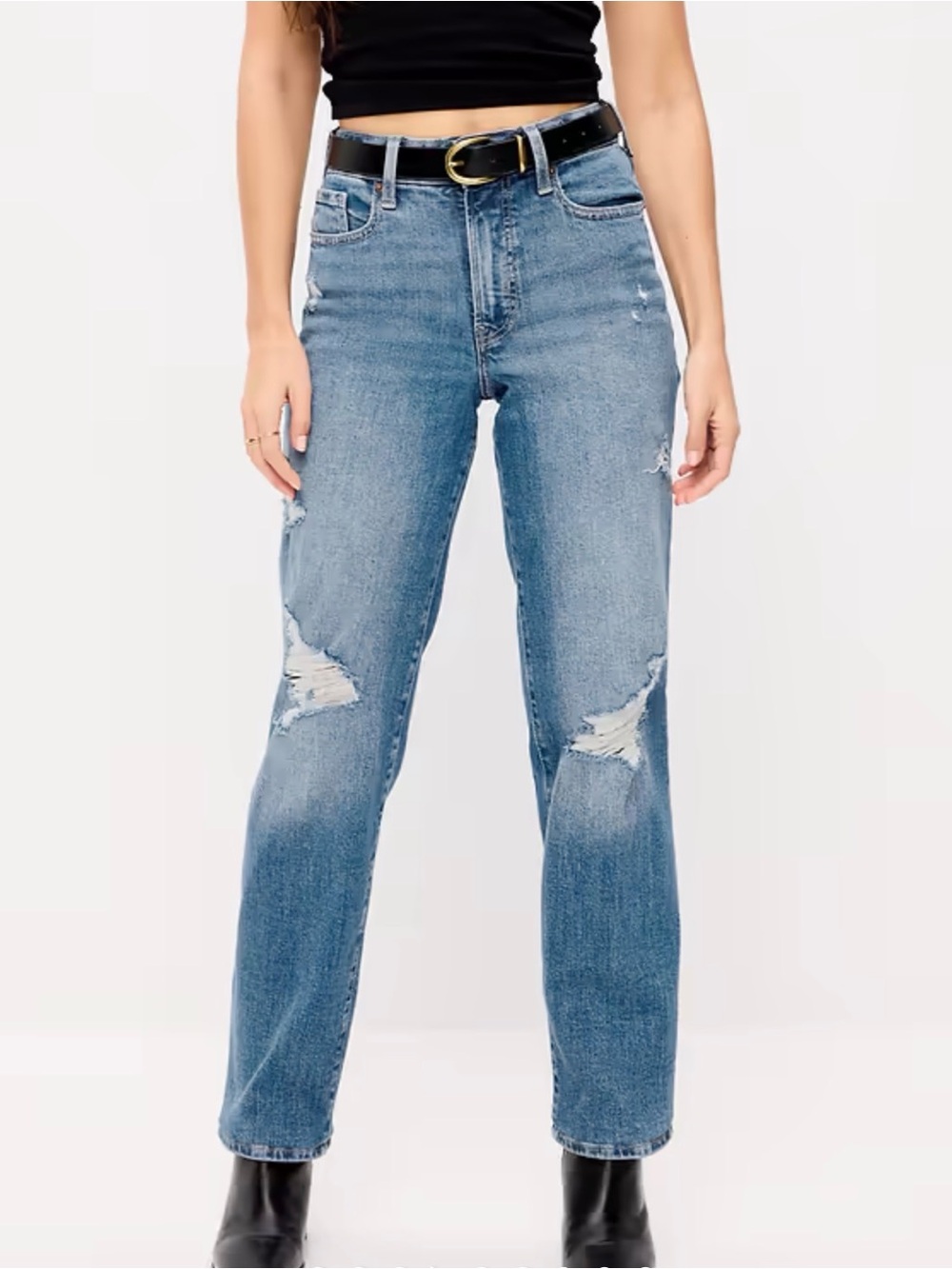 NWOT Old Navy High-Rise OG Loose  Distressed Medium Wash Jeans Size 6
